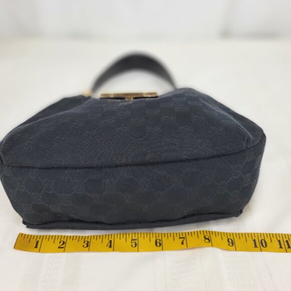 GUCCI Black GG Logo Canvas Hobo Bag - Picture 12 of 16